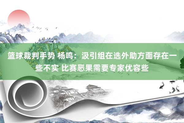 篮球裁判手势 杨鸣：汲引组在选外助方面存在一些不实 比赛恶果需要专家优容些